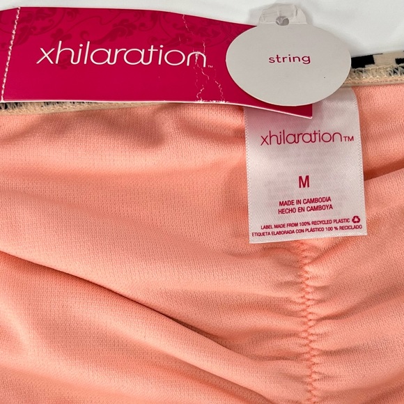 NWT Xhilaration Chevron Striped Tan Black Scoop String Bikini Bottoms Medium - Picture 6 of 6